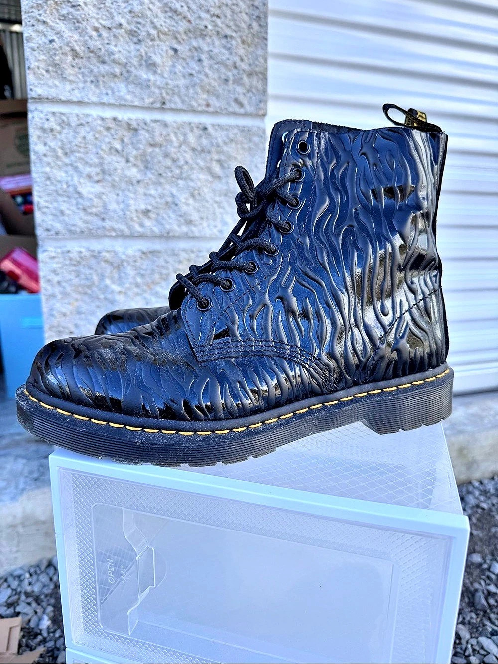 RARE Dr Martens 1460 Pascal Zebra Embossed Ankle Women Boots Us 11